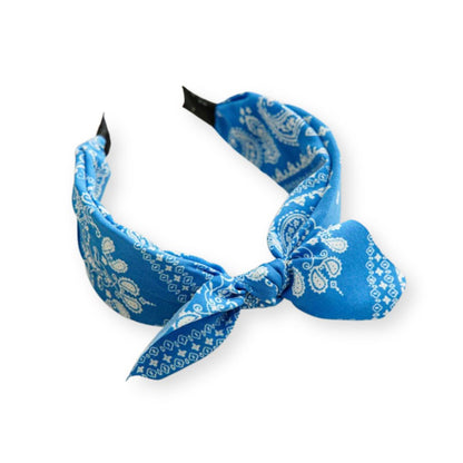 Serre tête Nœud Bandana Paisley Bleu - Chic & Coquette