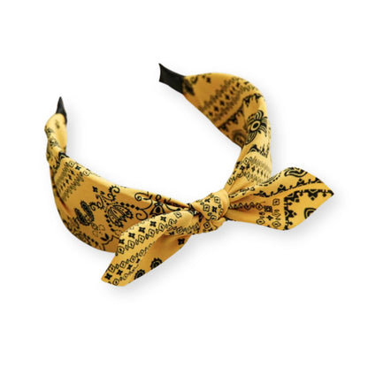 Serre tête Nœud Bandana Paisley Jaune - Chic & Coquette