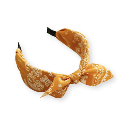 Serre tête Nœud Bandana Paisley Orange - Chic & Coquette
