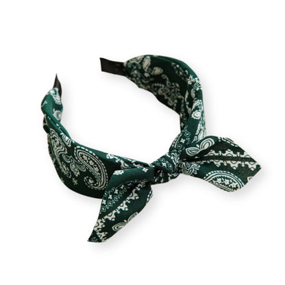 Serre tête Nœud Bandana Paisley Vert - Chic & Coquette