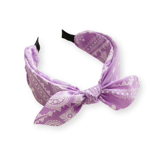 Serre tête Nœud Bandana Paisley Violet - Chic & Coquette