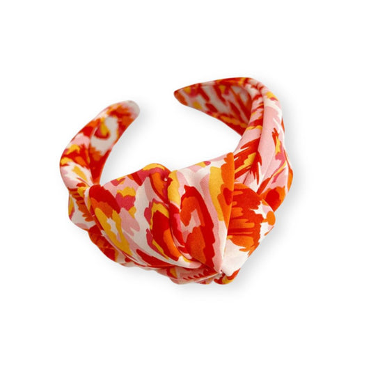 Serre-tête grand nœud en satin tie-dye Orange - Chic & Coquette