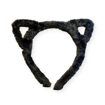 Serre Tête Oreilles de Chat en Peluche – Fourrure douce, confortable Noir - Chic & Coquette