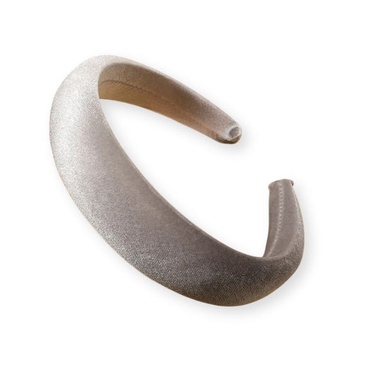 Serre-Tête en Velours Doux et Brillant Gris - Chic & Coquette